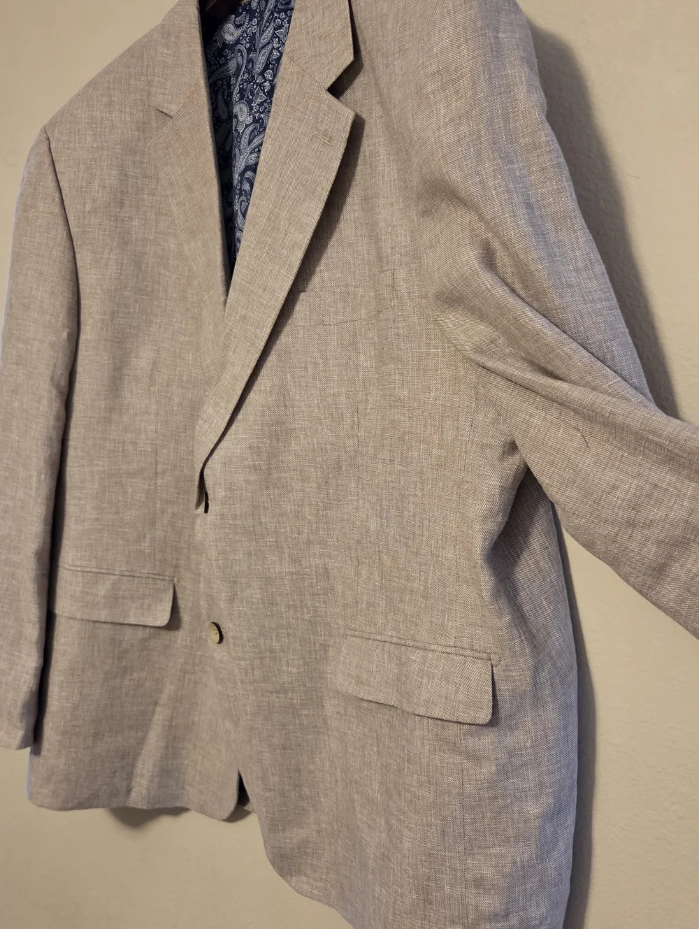 Oak Hill Sport Coat Blazer 2XL 50R/52R Linen Rayon Tan - Picture 3 of 14